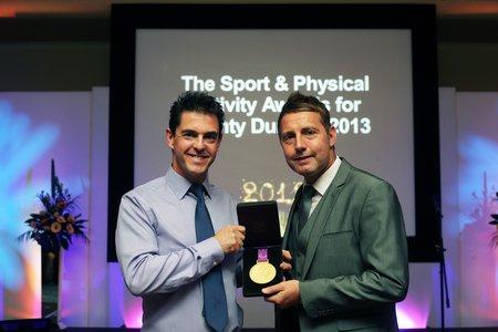 HONOURED: Paralympian Mark Colbourne and Jason Ainsley of Spennymoor Town FC at the 2013 County Durham Sports Awards