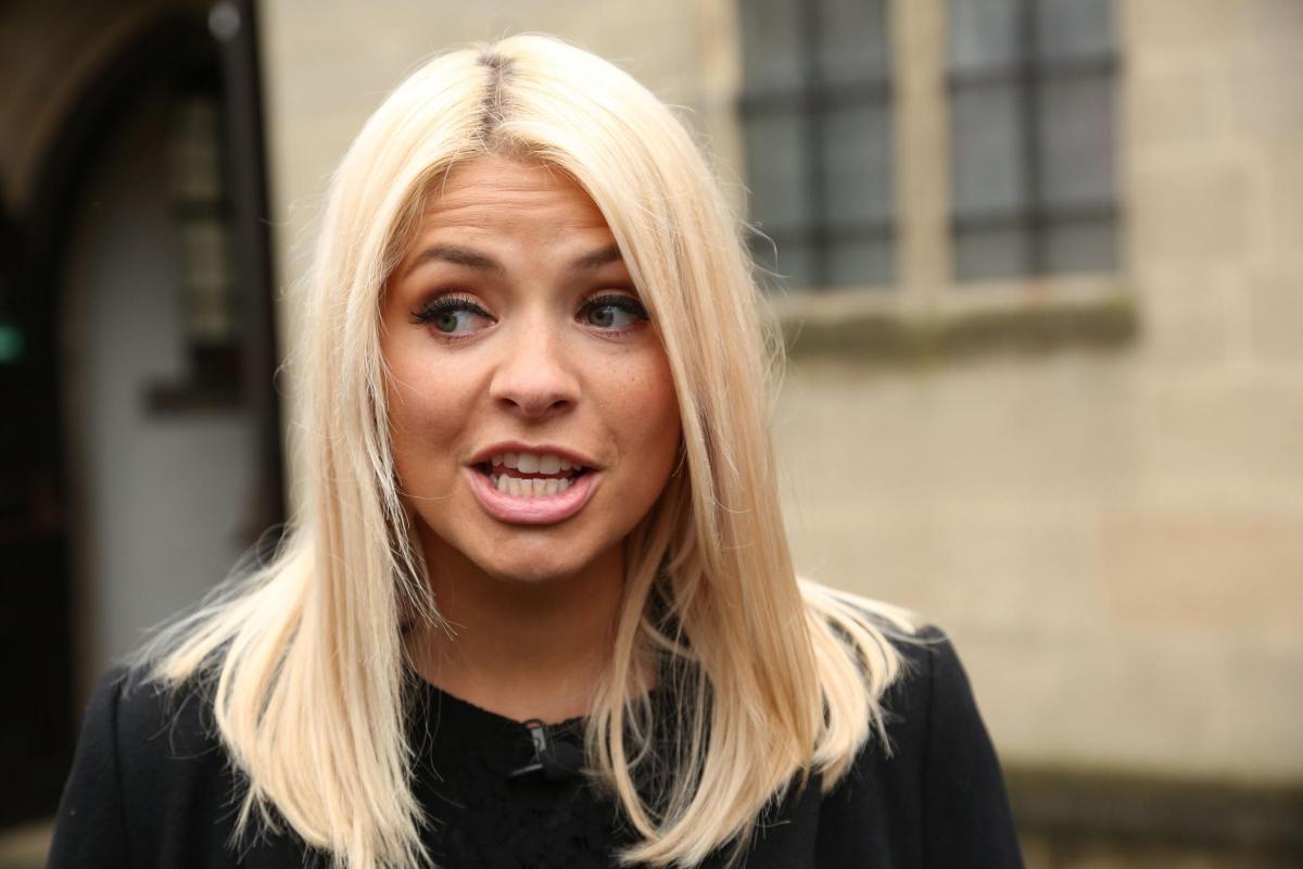 This Morning presenters Phillip Schofield and Holly Willoughby speak to the media Denise Robertson funeral in Sunderland