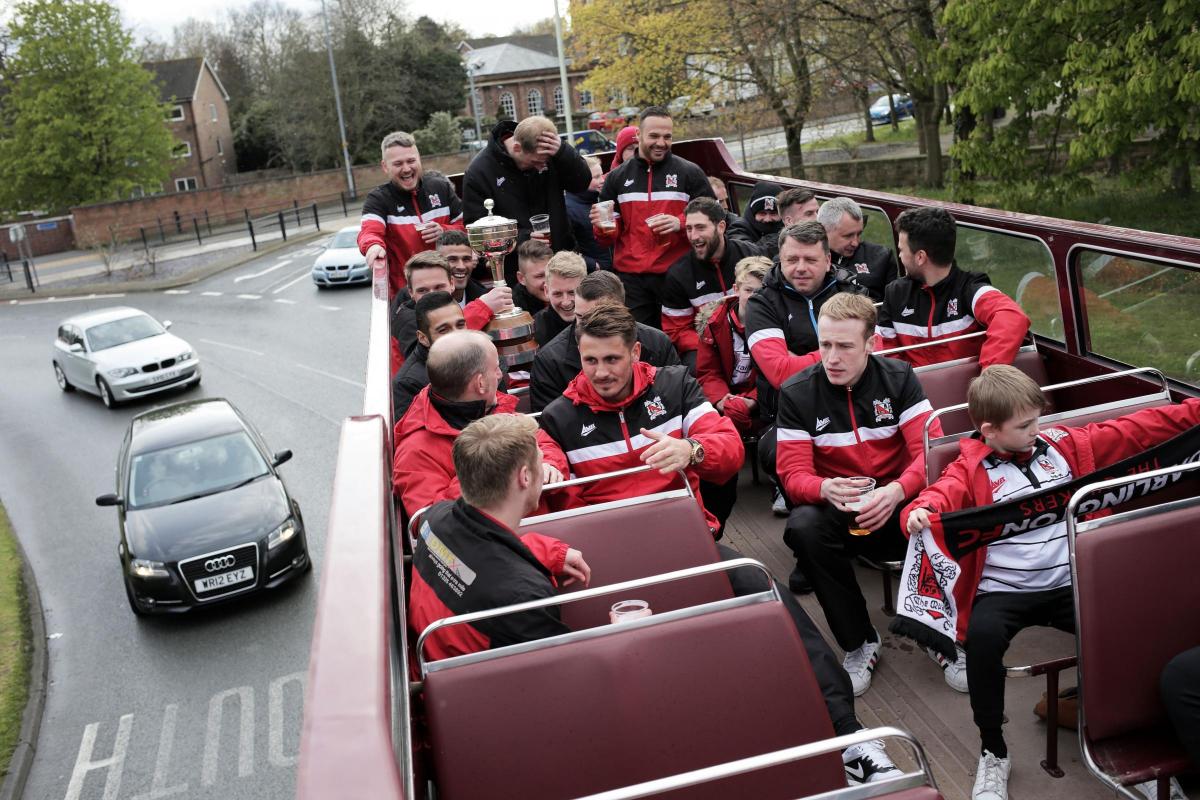 Darlington FC's open top bus victory home coming. Picture by Stuart Boulton.