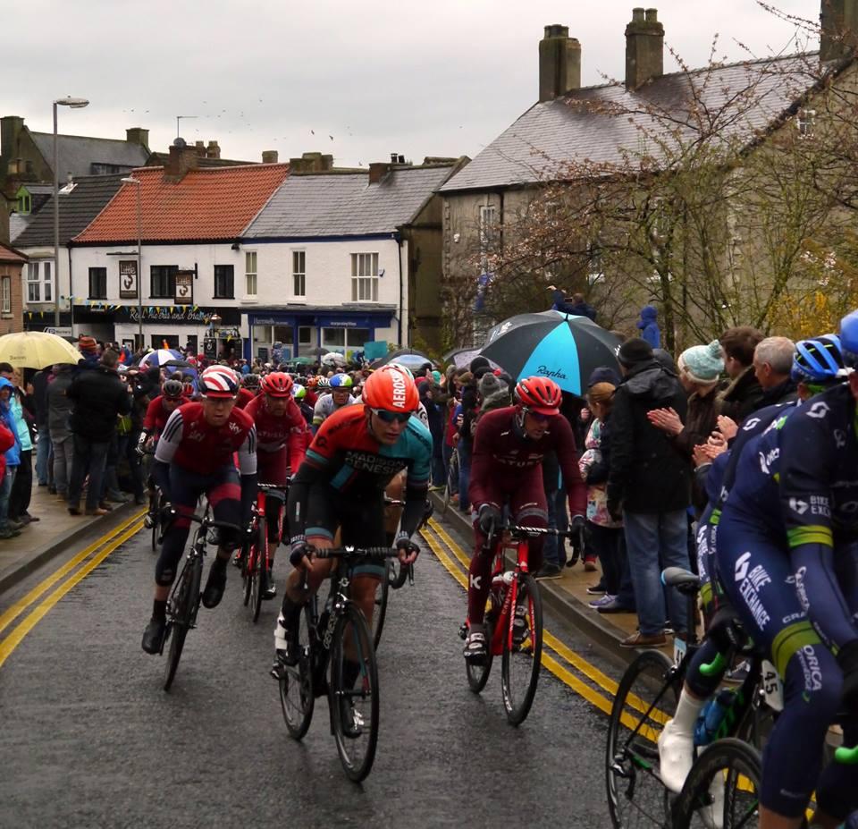 Tour de Yorkshire cyclists heading out of Thirsk by Northern Echo Camera Club member Michele Rogers