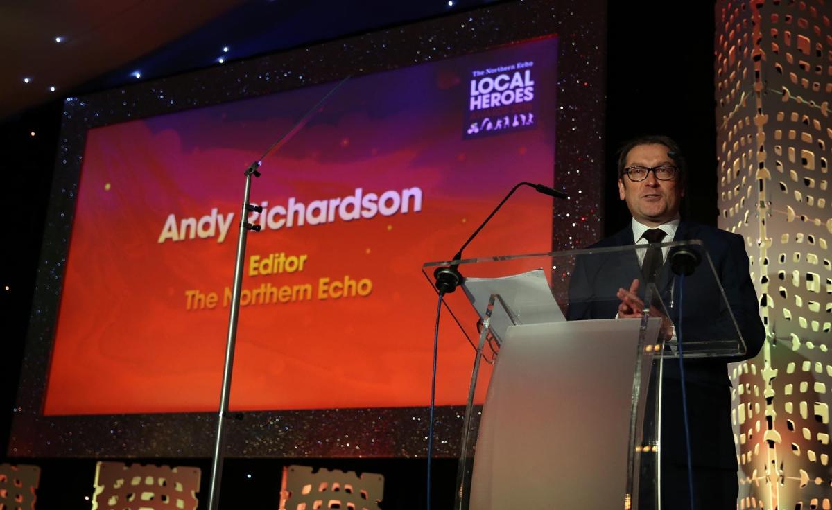 The Northern Echo's editor Andy Richardson welcomes guests to Wynyard Hall for the Local Heroes Awards 2016.