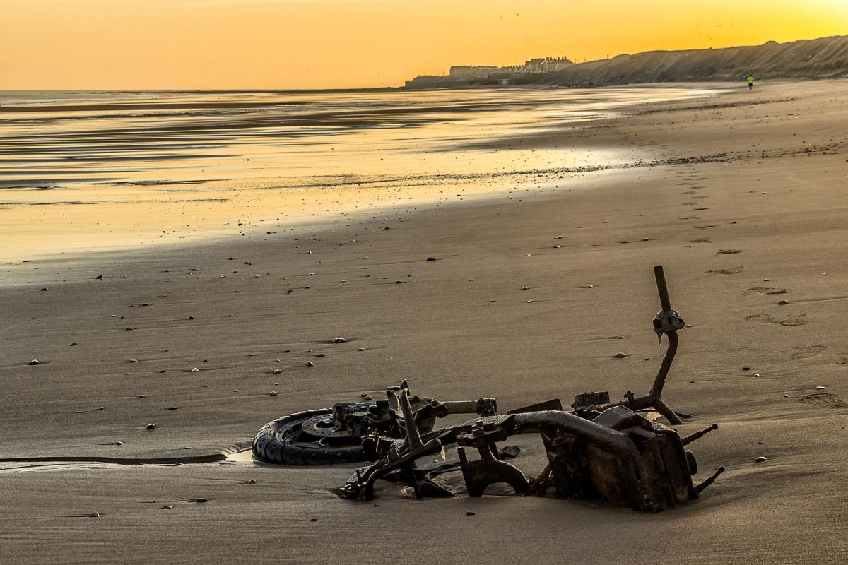 It’s amazing what you find washed up on the beach. Northern Echo Camera Club member George Hodgson came across the remains of this motorcycle on a recent walk.