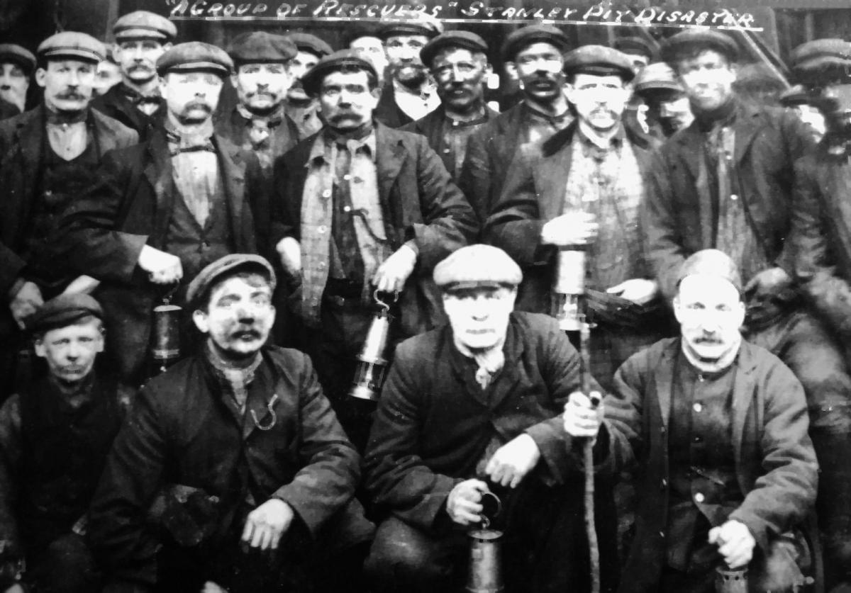 Group of rescuers, Burns Colliery, West Stanley