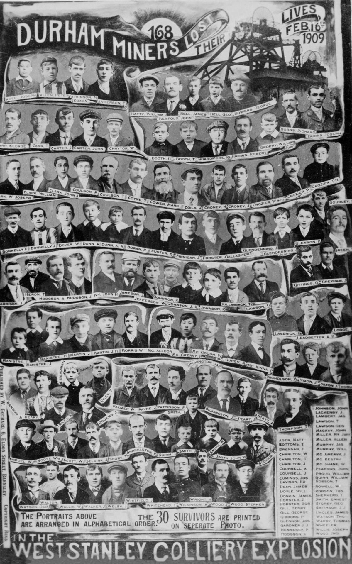 The miners that lost their lives in the Stanley Pit Disaster