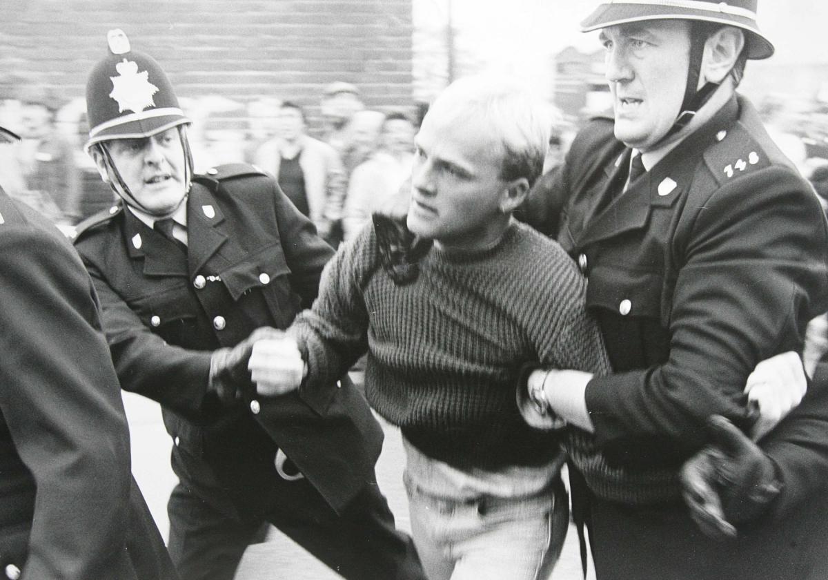 Image taken by photographer Keith Pattison during the miners strike in Easington, County Durham. 