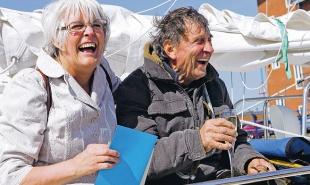 TOGETHER AGAIN: Round-the-world yachtsman Jeffrey Allison with his wife, Prue