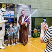 Trainee Jedi warriors meet a Star Wars' stormtrooper and the master, himself, Obi-Wan Kinobi, at CliffeCon, on Saturday