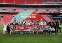 Gateshead's players celebrate their FA Trophy triumph