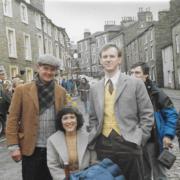 Dave Bond, left, with Lynda Bellingham and Peter Davison in Askrigg