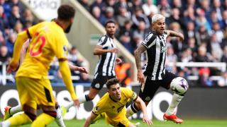 Bruno Guimaraes skips away from his marker during Newcastle's win over Sheffield United