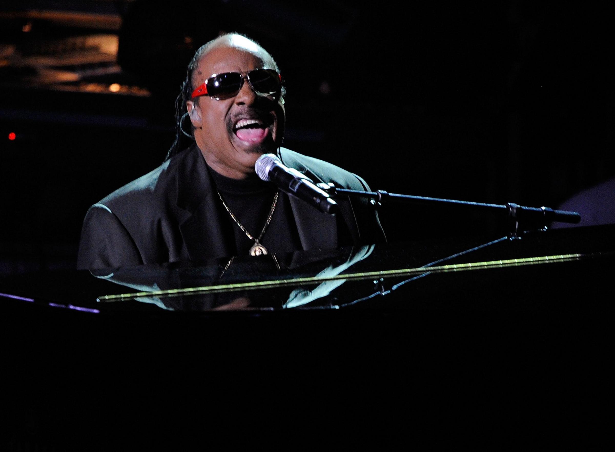 Musician Stevie Wonder performs onstage
