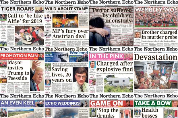 Northern Echo front pages from 2019