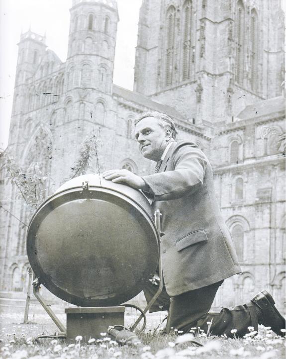 The Northern Echo: One of Harold Evans' most enduring achievements is the floodlighting of Durham cathedral. Here, the first floodlights are installed in July 1964 prior to Evans' son et lumiere fundraising concert The Northern Echo: One of Harold Evans' most enduring achievements is the floodlighting of Durham cathedral. Here, the first floodlights are installed in July 1964 prior to Evans' son et lumiere fundraising concert