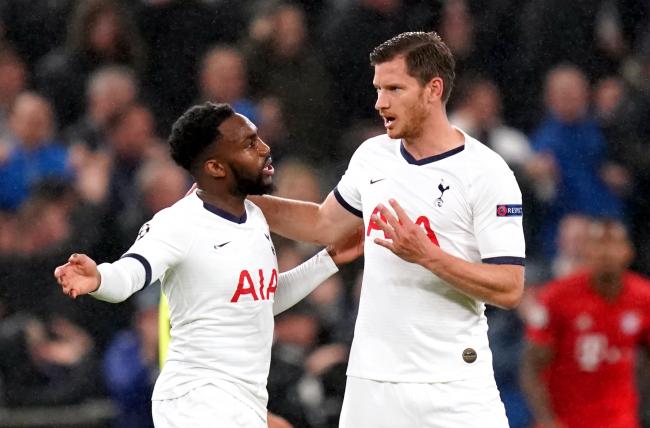 Tottenham Hotspur's Danny Rose (left) and Jan Vertonghen have words during the UEFA Champions League match at Tottenham Hotspur Stadium, London. PA Photo. Picture date: Tuesday October 1, 2019. See PA story SOCCER Tottenham. Photo credit should read: