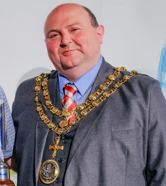 Stephen Hopper being presented with his Citizen of the Year Awards by the Mayor of Darlington, Councillor Nick Wallis, last year. Picture: Scott Akoz