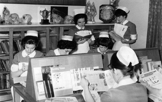 The Northern Echo: The nurses in the reading room at the nursing school in 1964
