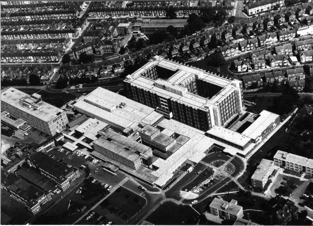 The Northern Echo: Darlington Memorial Hospital in 1982 after 20 years of development. In the bottom right are the nurse accommodation blocs which replaced the training school - the pathway seems to run along Elmbank’s drive.