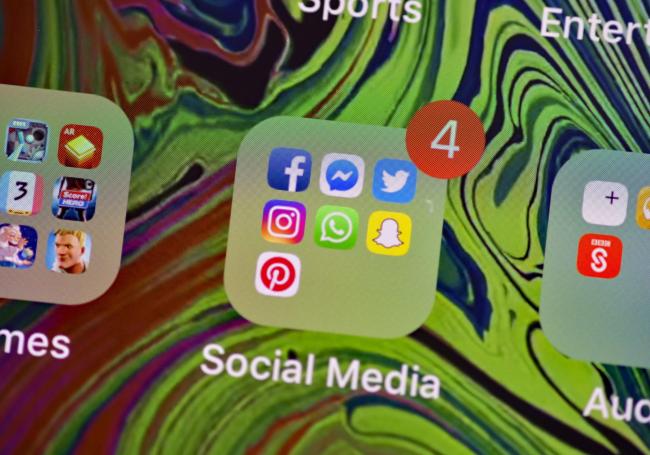 Embargoed to 0001 Monday June 29..File photo dated 15/03/19 of Facebook, Messenger, Twitter, Instagram, WhatsApp, Snapchat and Pinterest app icons on a smart phone. The Government must act to deal with a 