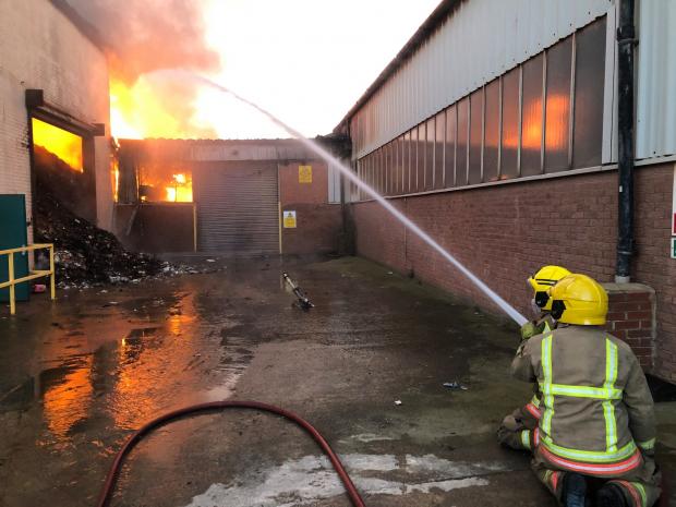 The Northern Echo: Fire at the former Eldon Brickworks site in Bishop Auckland Picture: CDDFRS