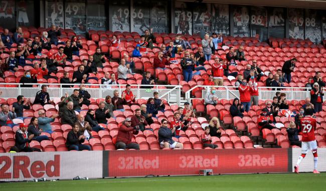 A socially-distanced crowd watches Middlesbrough in action at the Riverside last September