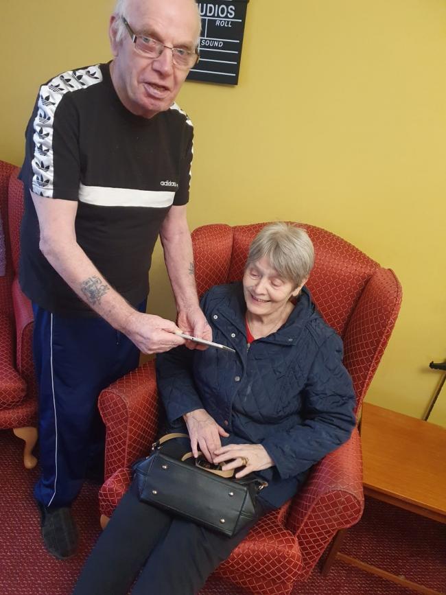 Husband and wife Brian and Flo Thompson, both 76, enjoy video calling Flo’s brother Leslie Ford from Queens Meadow Care Home
