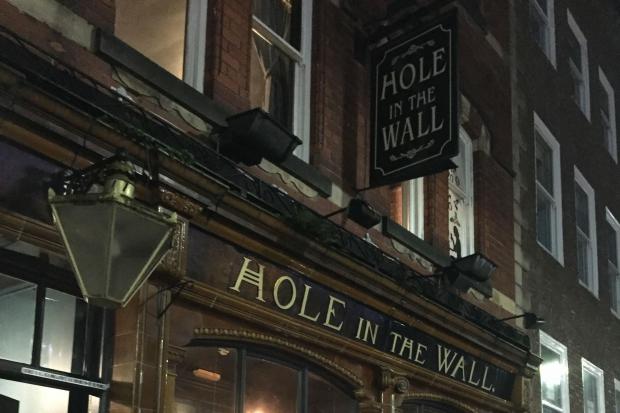 A light burned in the windows of the Hole in the Wall in Darlington Horsemarket