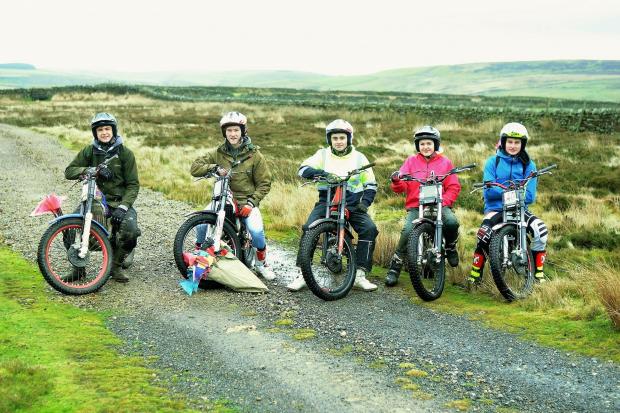 Richmond Motor Club young trials riders take on the arduous task of plotting a moorland motorcycle trial course. From left, Thomas Coates (Arkengarthdale), Sam Lambert (Bradley), Robert Weatherall, (Finghall), Elizabeth Tett (Finghall) and Josh Brown (Bel
