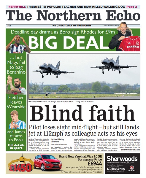 The Northern Echo’;s report on the blind pilot 