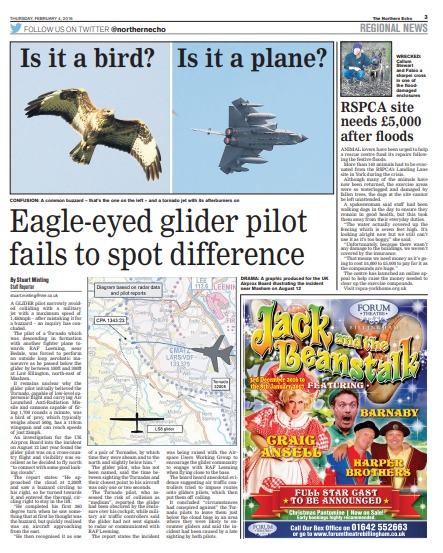 The Northern Echo’s report on the buzzard story