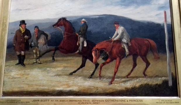 The Northern Echo: The new picture of Cotherstone, on the left, with another racehorse, Princess. Trainer John Scott, "the wizard of the north" is on the left. The scene is at Scott's Whitewall stables in Malton. Because of Coid restrictions, the picture has y