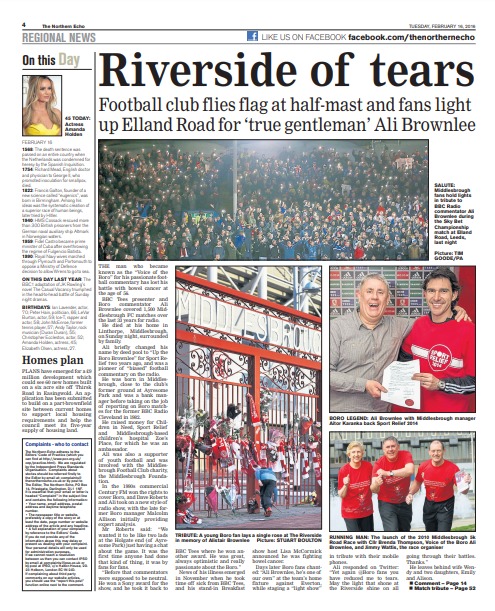 The Northern Echo’s report on the death of Alistair Brownlee
