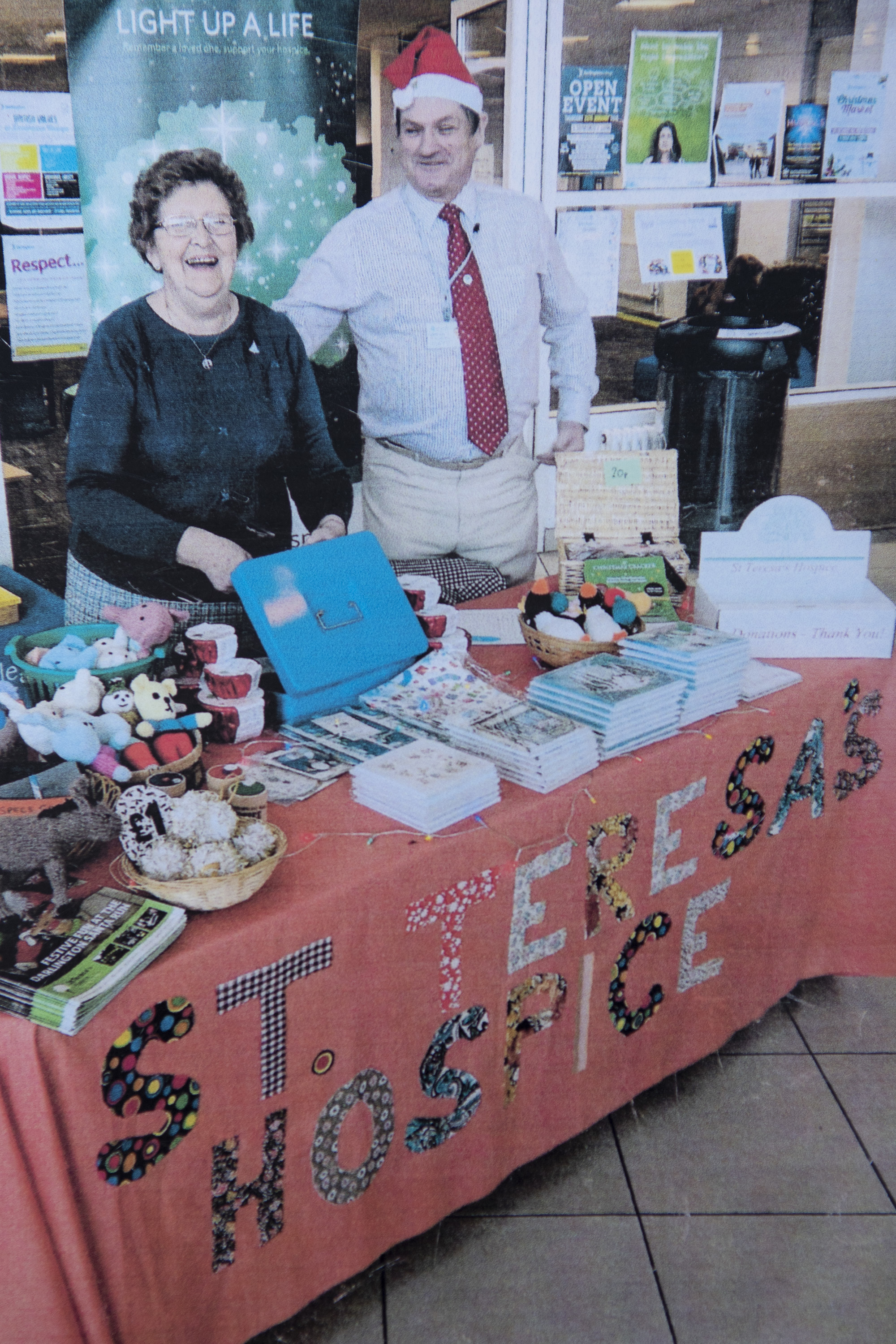 Nigel and his wife, Wendy, fundraising for the hospice at Darlington College