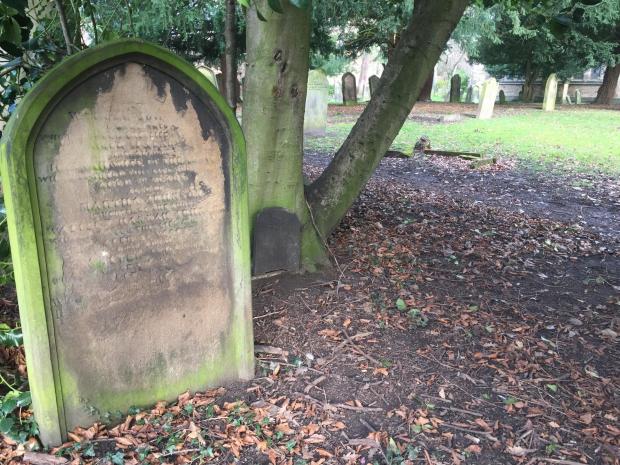 The Northern Echo: The headstone of Boris Johnson's great-great-great-great-grandparents, Walter and Hannah Johnson, in Holy Trinity churchyard, Darlington