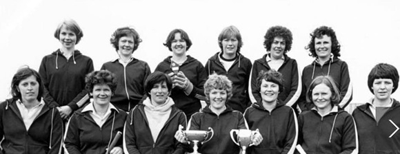Norton ladies national club champions 1981. Pictured on April 9, 1980, front row: Jule Hopkins, Annette Imisson, Jenny Manser, Anne Whitworth, Delphine Brady, Sue Readhead, Judy Pringle. Back row: Gill Pedley, Maureen Thersby, Jackie Edwards, Dot