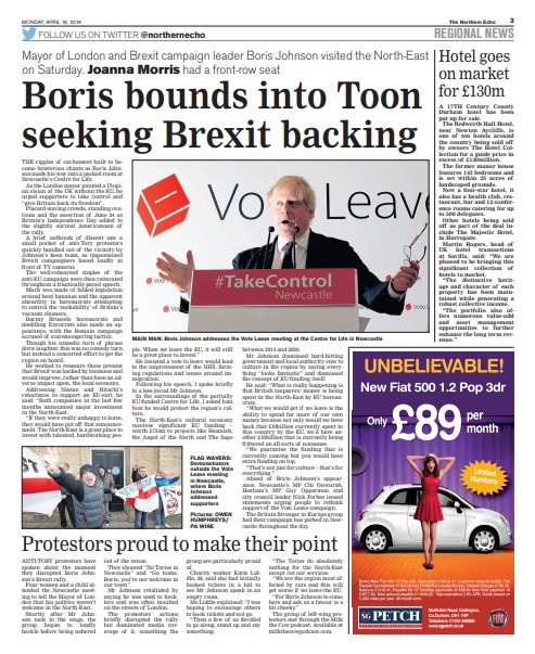 The Northern Echo’s report on Boris’s visit