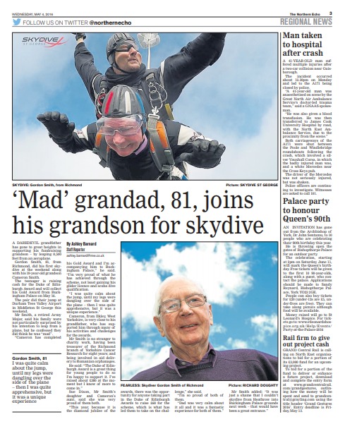 The Northern Echo’s report on the daredevil grandfather