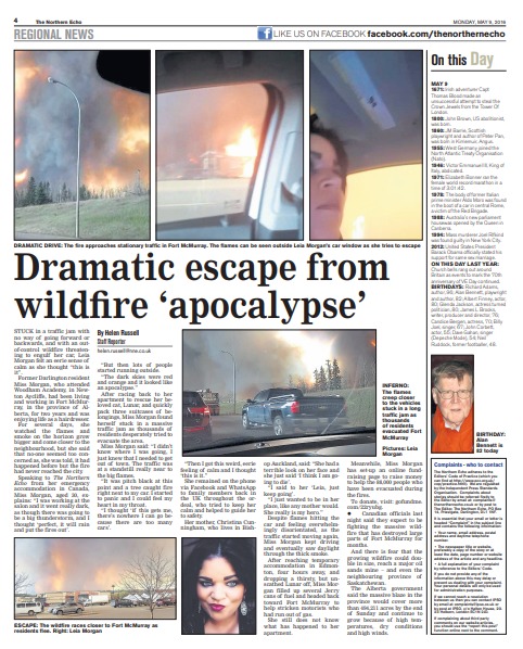 The Northern Echo’s report on the wild fires