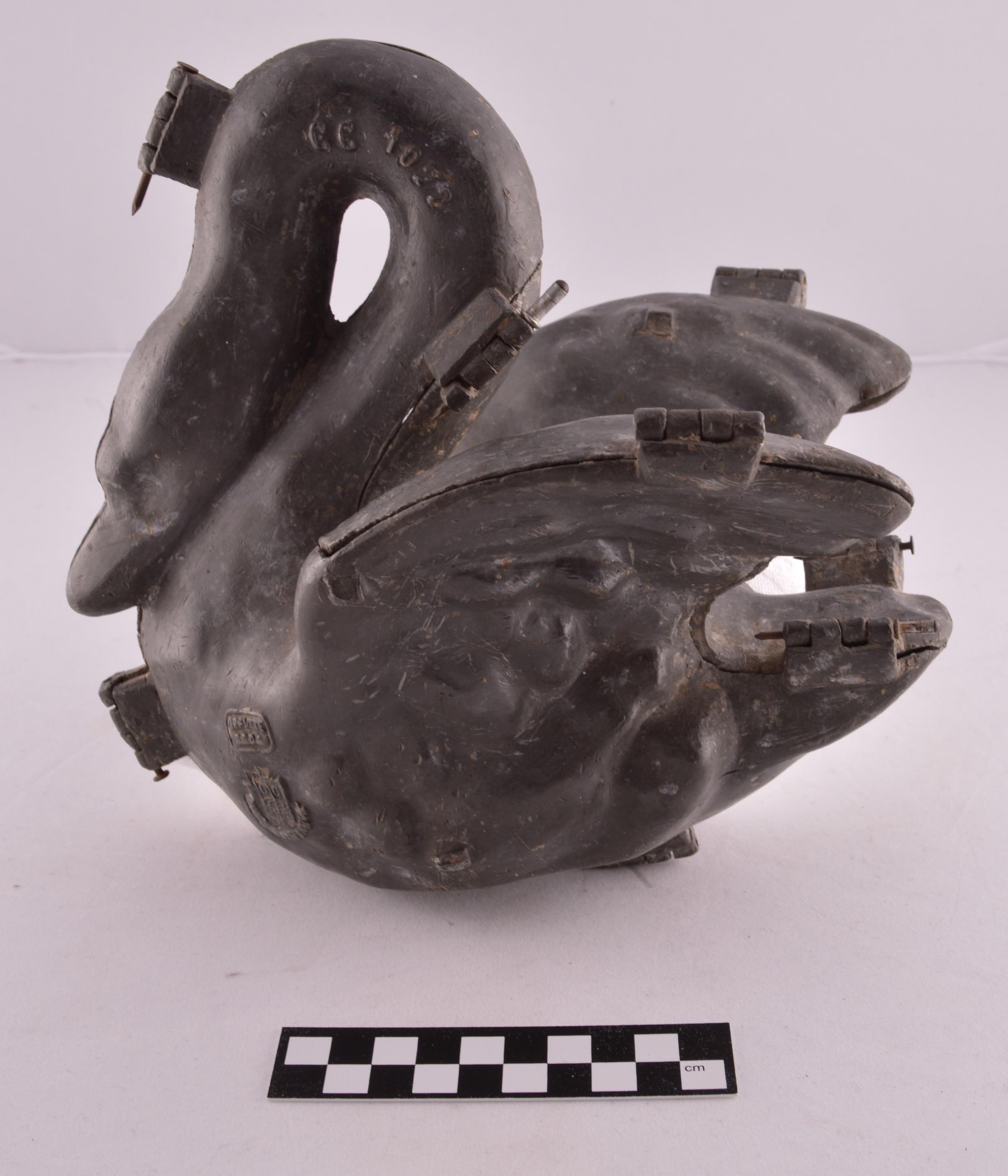Swan shaped ice-cream mould from the Victorian era, part of a new collection of kitchen and dairy objects on display at Kiplin Hall