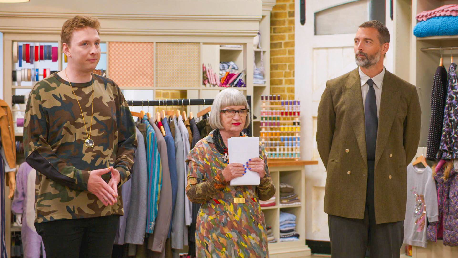 The Great British Sewing Bee: Joe Lycett, Esme Young, Patrick Grant