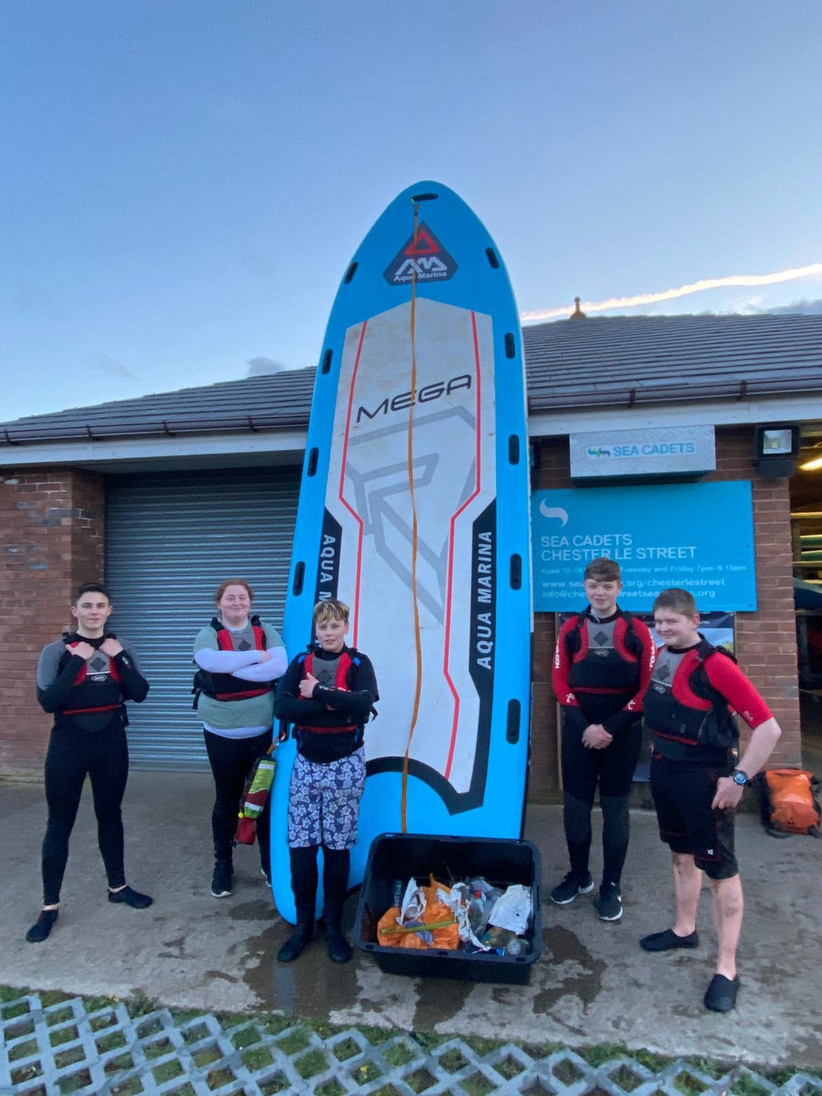 Chester-le-Street sea cadets on a giant paddle board on the River Wear 