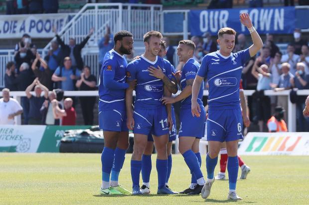 The Northern Echo: Hartlepool United players the win over Bromley. PICTURE: MARK FLETCHER.