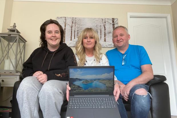 A window on the world, Julie and Keith Purvis with their daughter Jade, left, whose life has been transformed by a laptop donated by Durham County Carers Support