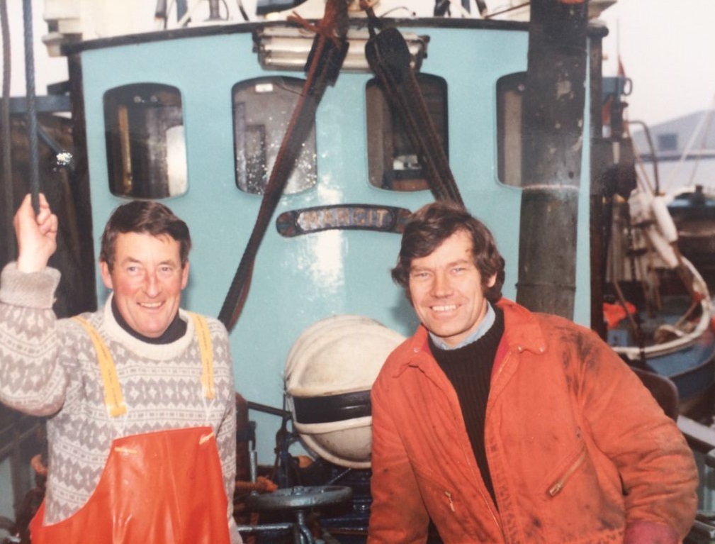 Clem Oxenham and Alan Cook onboard fishing boat Marget
