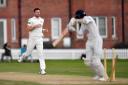 Lancashire's James Anderson takes a wicket against Durham Seconds at Boughton Hall, Chester