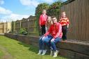 Simon Horner from Scotton was diagnosed with pancreatic cancer last year, Richmond Rugby club have volunteered and made over their garden for their two children Layla 9 and Henry 5  and wife Terri Picture: SARAH CALDECOTT