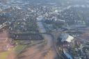 An aerial picture of floods in York