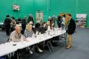 A Green Party candidate looks on as votes are counted at the Richmondshire District count in Catterick.