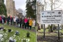Residents gather at St Andrew's Church in Darlington regarding a scandal about what should and should not be allowed to be placed at the graves of loved ones. Picture: Debbie Burt/Stuart Boulton