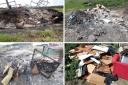 Images show the extent of the waste burned.