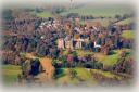 An aerial view of the village of Brancepeth dominated by its castle: a village in lockdown
